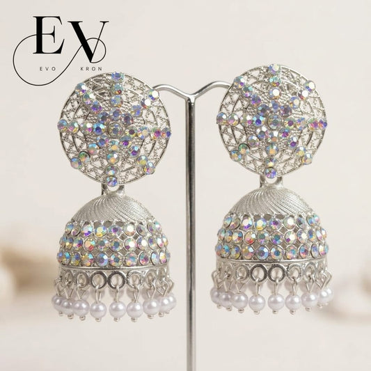 Aurora Jhumkas | Silver Filigree Disc Jhumka