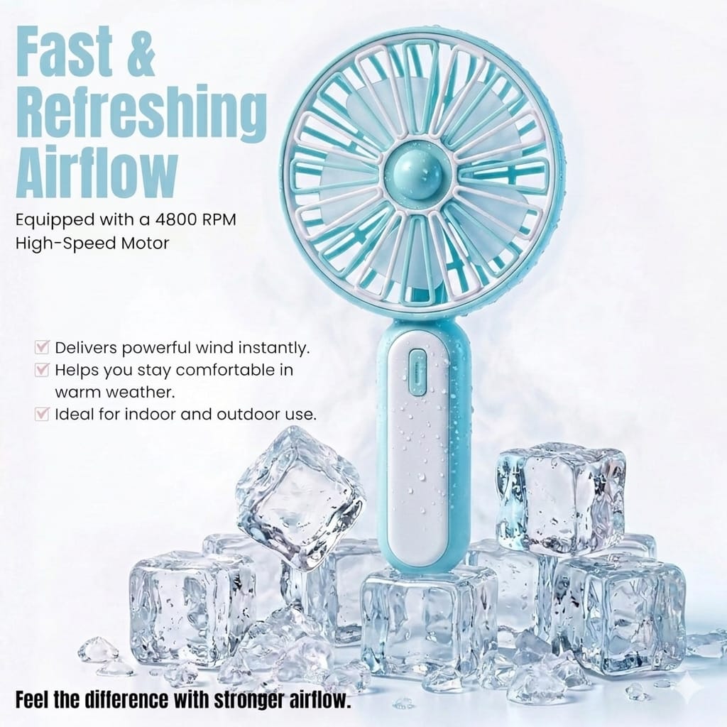 BreezeMate Handheld Fan — Stay Cool Anywhere, Anytime