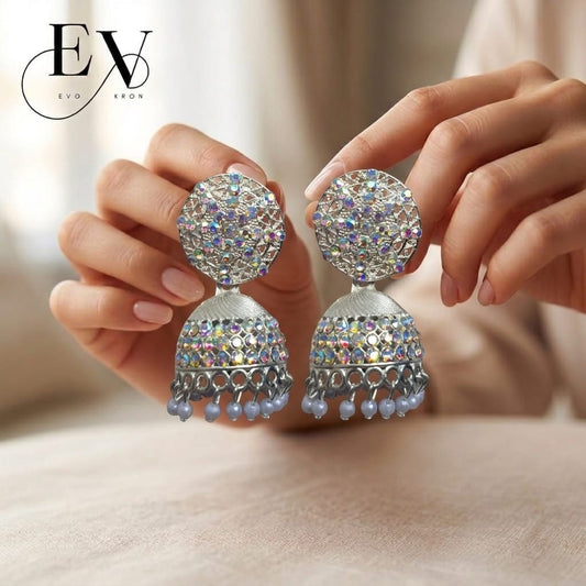 Aurora Jhumkas | Silver Filigree Disc Jhumka
