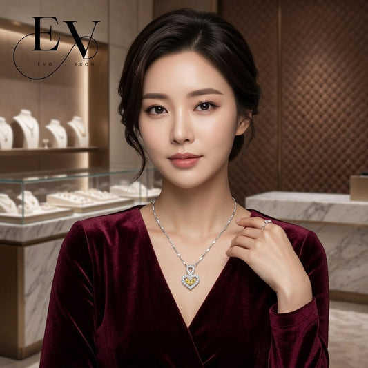Silver-Plated Double Heart Pendant Necklace