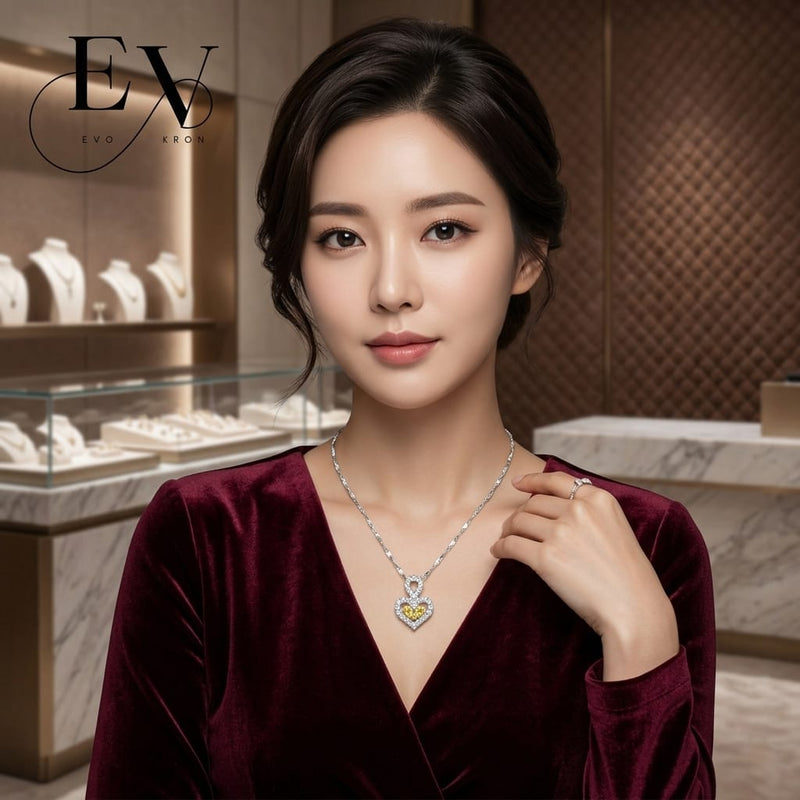 Silver-Plated Double Heart Pendant Necklace