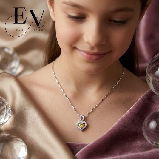 Silver-Plated Double Heart Pendant Necklace